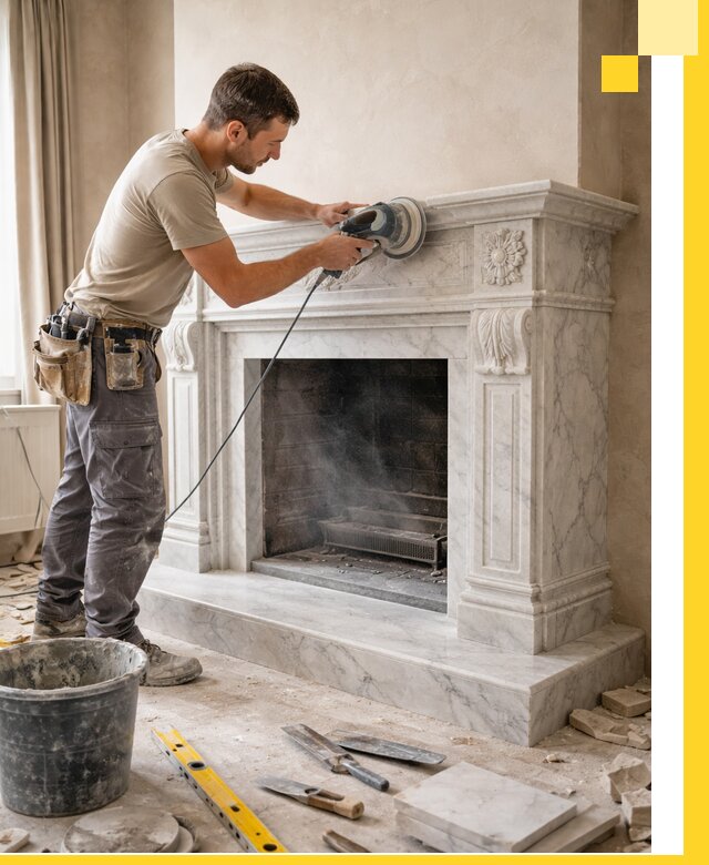 Изготовление и установка мраморных каминов в Курганинске под ключ