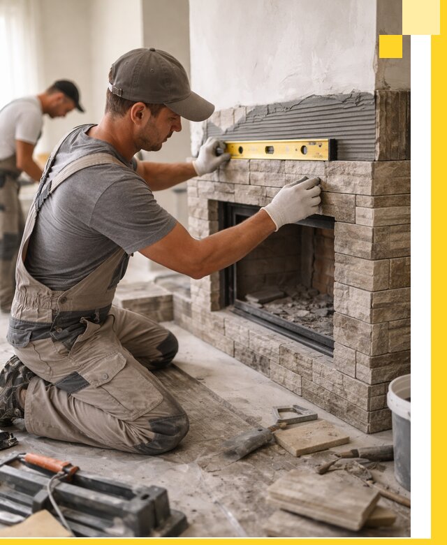 Облицовка каминов в Курганинске, монтаж и отделка натуральным камнем