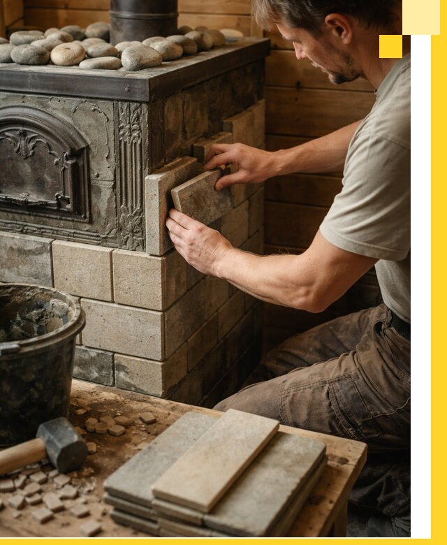 Облицовка банных печей в Курганинске профессиональная отделка