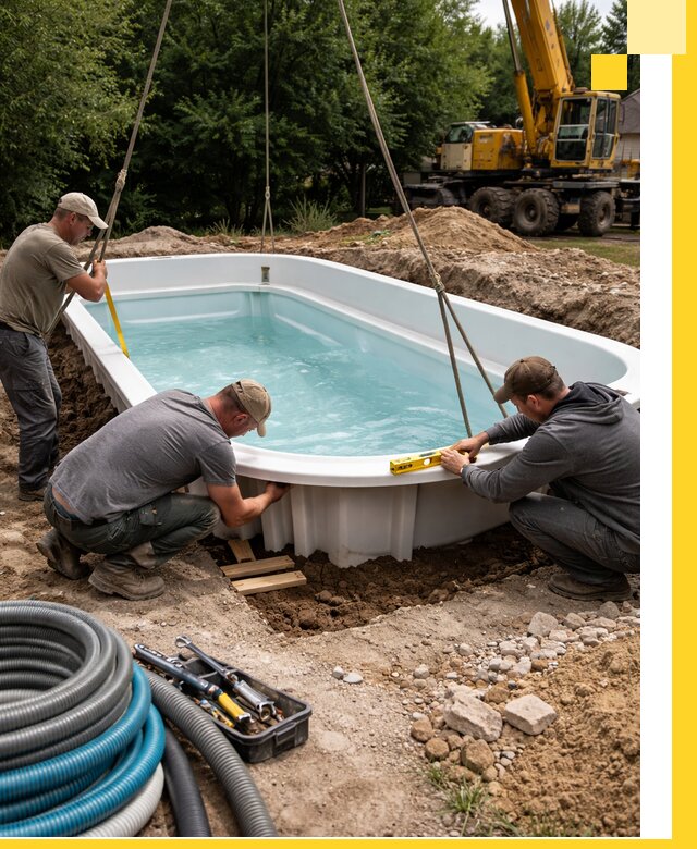 Установка и монтаж композитных бассейнов под ключ в Курганинске