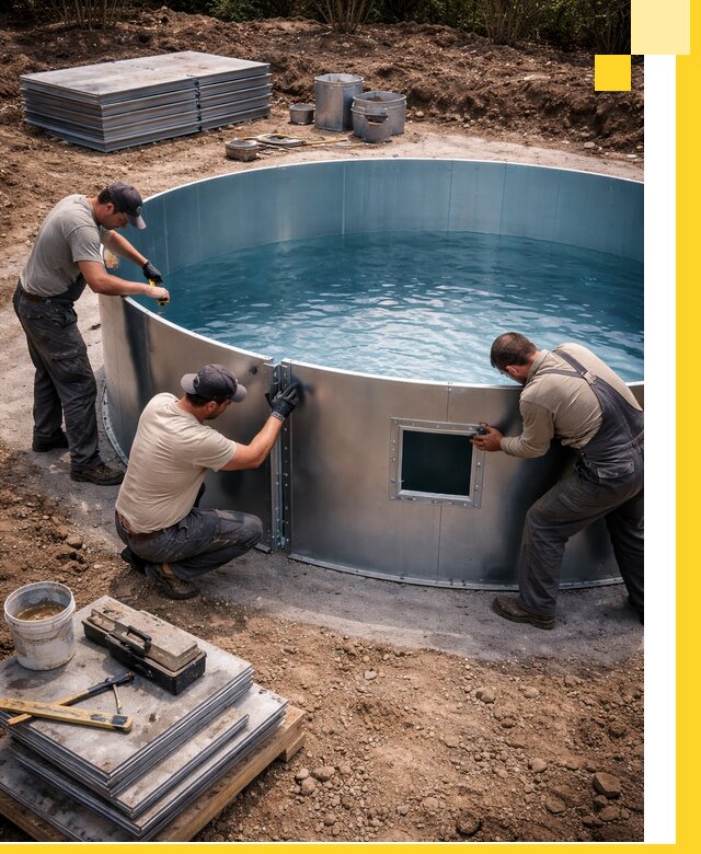 Круглые бассейны под ключ в Курганинске проектирование и монтаж