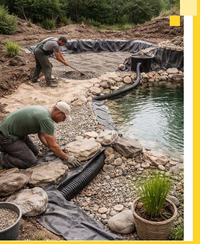 Строительство природных бассейнов и озер в Курганинске под ключ