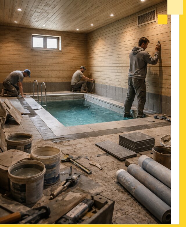 Строительство бани с бассейном и сауной под ключ в Курганинске