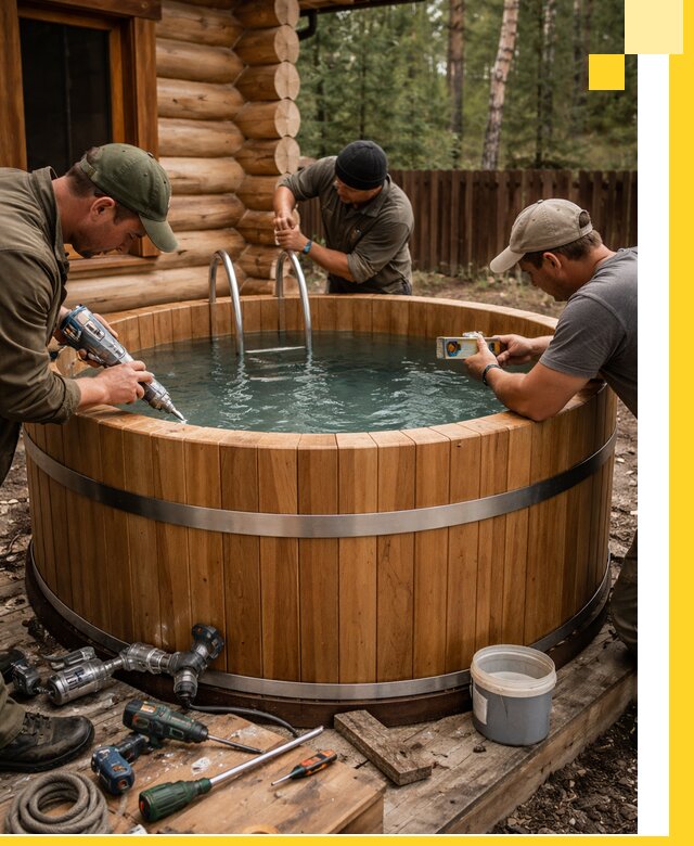 Строительство бань с купелью под ключ и отделкой в Курганинске