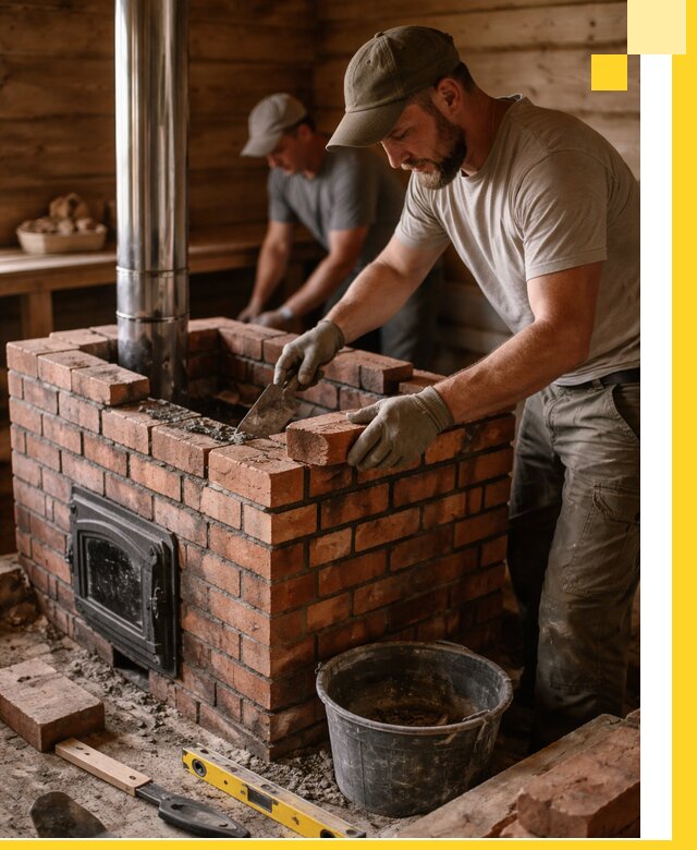 Кирпичные печи для бани под ключ в Курганинске, проект и монтаж