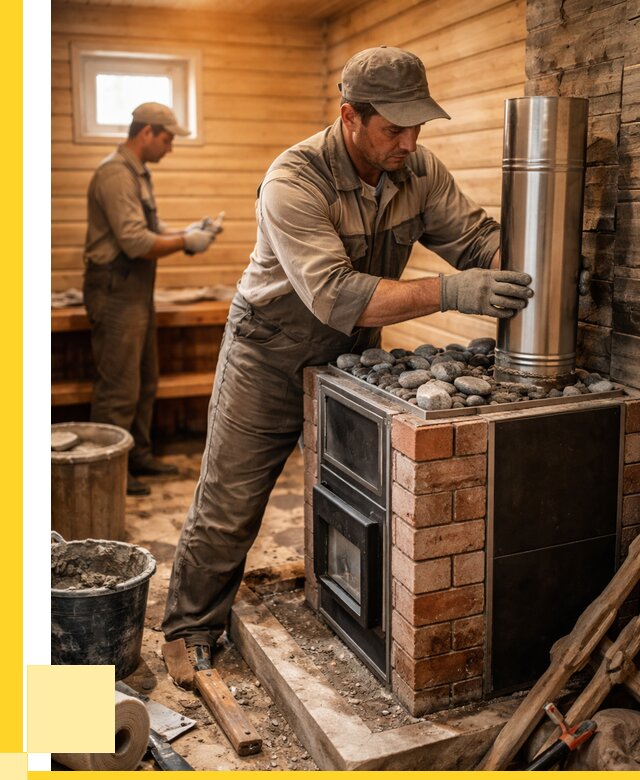 Монтаж печи в бане под ключ в Курганинске от 20802 р. | ЭриданКгн