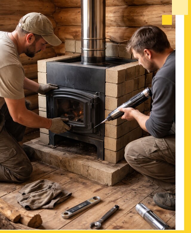 Монтаж и установка печи в бане под ключ с гарантией в Курганинске