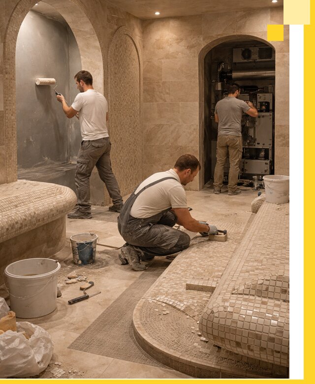 Строительство бани с хамамом и бассейном под ключ в Курганинске