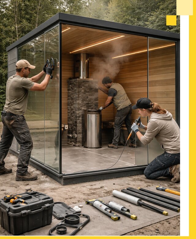 Проектирование и строительство стеклянных бань в Курганинске