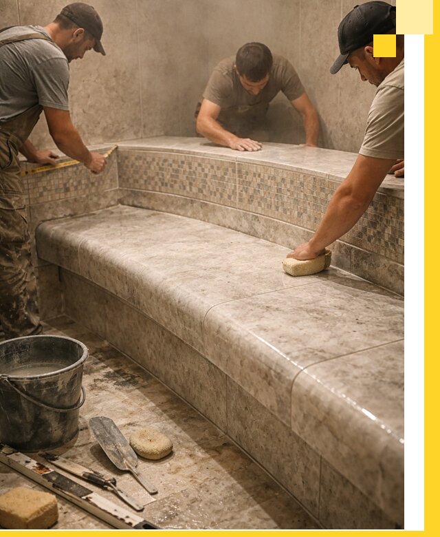 Изготовление и установка сидений для хамама в Курганинске