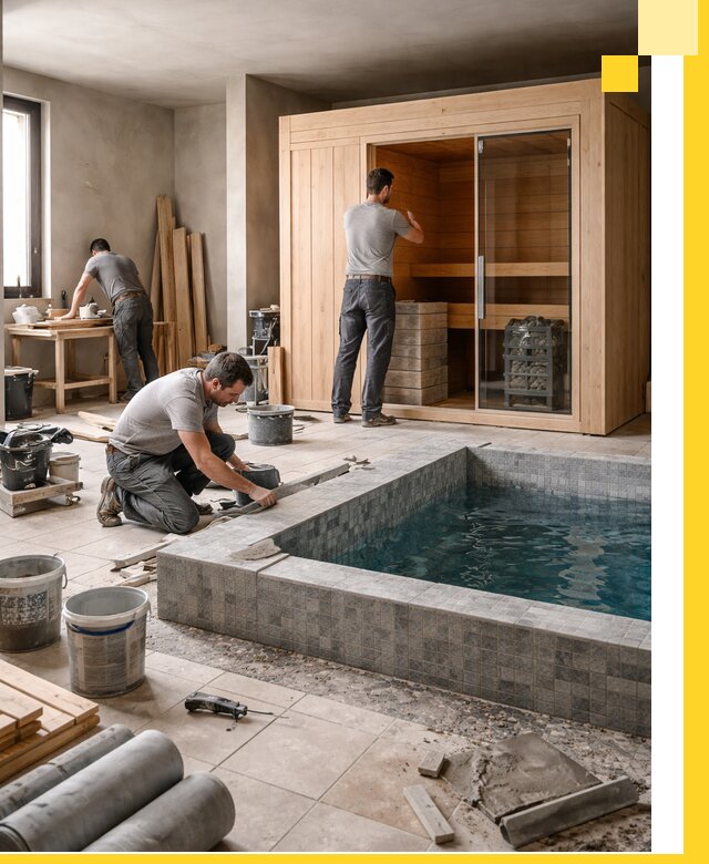 SPA зоны под ключ с бассейном сауной и печью в Курганинске